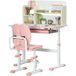 Bureau d'écolier rose avec chaise pour enfants de 3 à 12 ans, hauteur réglable et plateau inclinable
