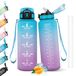 HoneyHolly 1,5 l motiverende waterfles met rietje, lekvrij, waterfles voor school, sportschool, camping, fietsen, yoga