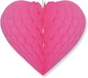 Bellatio Decorations Shoppartners Bv Hartje versiering - fuchsia roze - papier - 15 x 18 cm - hangdecoratie - Hart