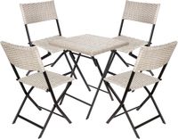Brubaker Lugano Balkonset met tafel en 4 stoelen, polyrotan, grijs/beige