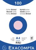 Exacompta 10x Pak 100 steekkaarten in folie - bristol effen niet geperforeerd - 210x297mm - Roze