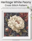 Heritage White Peony Cross Stitch Pattern