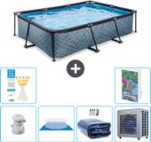 EXIT Toys EXIT Rechthoekig Stone Frame Zwembad - 300 x 200 x 65 cm - Inclusief Pomp - Grondzeil - Solarzeil - Warmtepomp - 7-delig