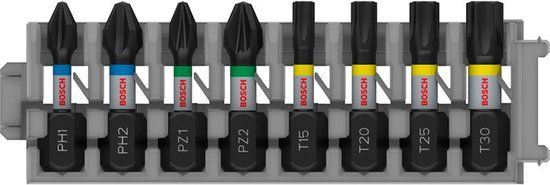 Bosch Accessoires Bosch PRO Slagmoer-mengverpakking PH1; PH2; PZ1; PZ2; T15; T20; T25; T30 | 8 stuk(s)