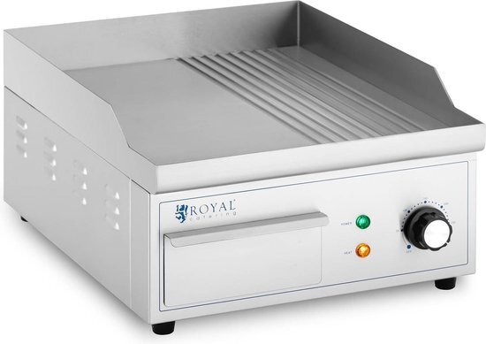 Royal Catering Elektrische grillplaat - 360 x 380 mm - Ribber + Flat - 2.000 W