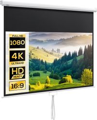 HOMCOM Projectiescherm 80 inch 16:9 voor muur en plafond - Beamerscherm - Filmdoek - Wit