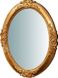 Biscottini Verticale / horizontale houten wandspiegel met antiek bladgoud OVAL Made in Italy
