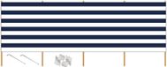 Gebro Strand/camping kunststof windscherm - gestreept wit/blauw - 2,25 meter x 120 cm - incl. haringen en scheerlijnen