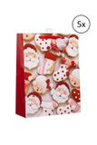 Gerimport Sac cadeau de Noël - 5 pièces - 24 cm - Rouge