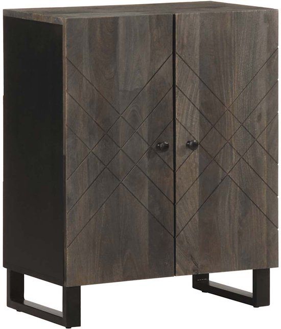 vidaXL Dressoir 60x33x75 cm massief mangohout zwart