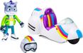 BANDAI Moto tout-terrain "Enquetes Sauvages" avec figurine Sam Snow, 8 cm, modèle aléatoire