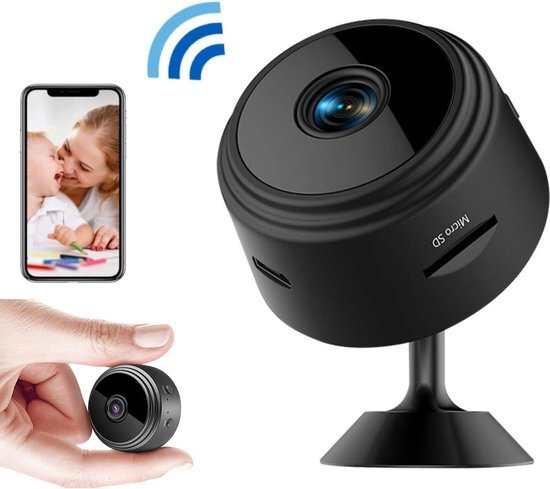 Beveiligingscamera voor Binnen 1080P HD Mini WiFi-camera met Infrarood Nightshot en Groothoek - Compact Formaat Slimme Beveiligingscamera - iOS en Android Compatibel