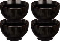 Vivalto Kommetjes/serveer schaaltjes/soepkommen - 4x - Mistique - Keramiek - D14 x H8 cm - Zwart