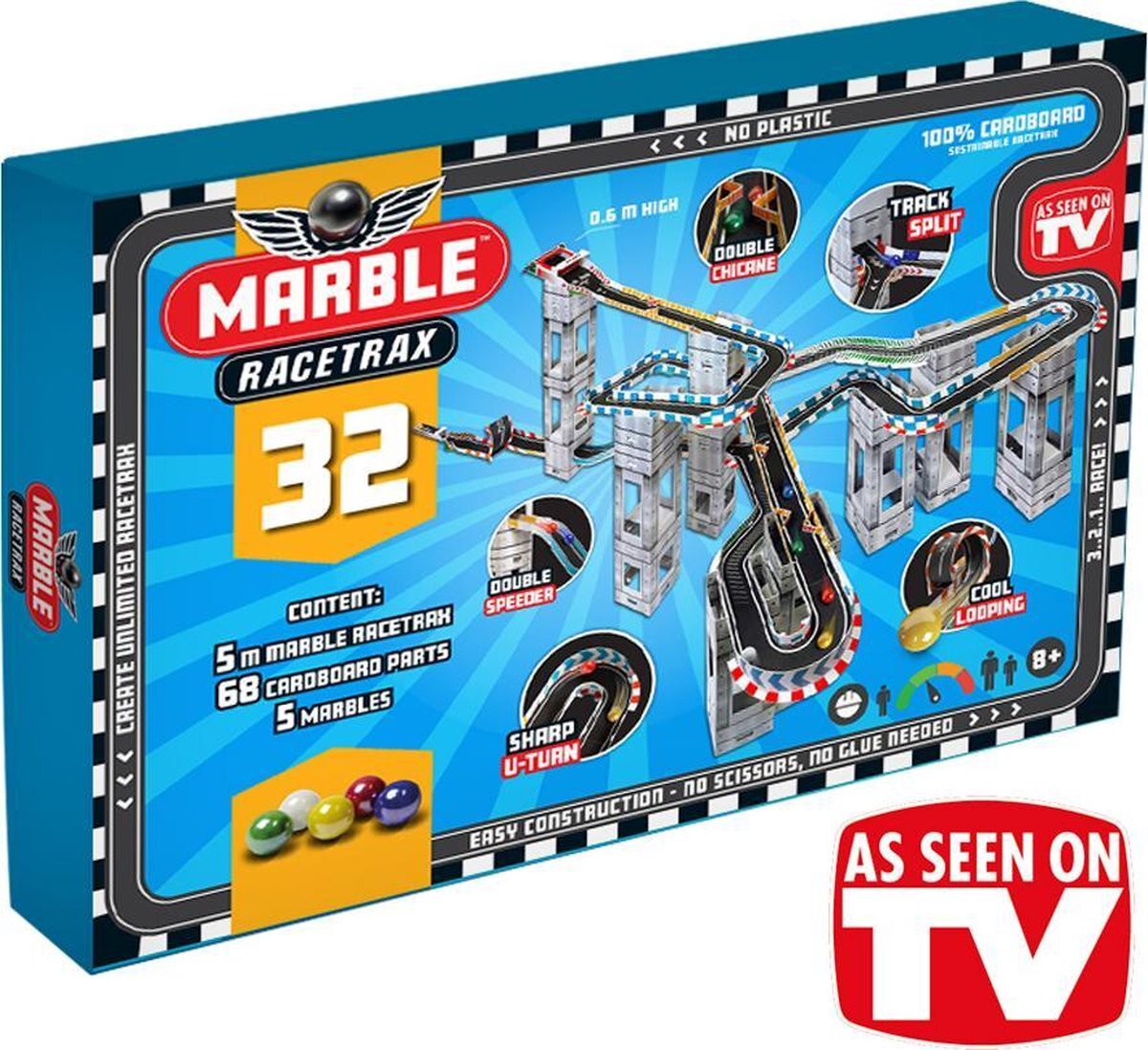 Marble Racetrax knikkerbaan circuit set - 32 sheets - 5 meter