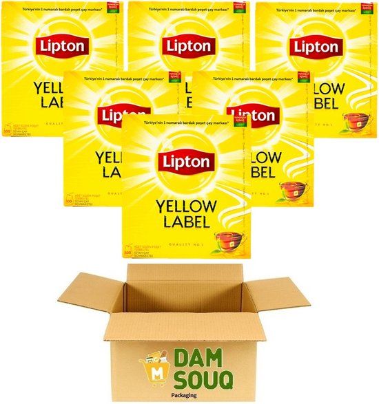 Multipak Thee Lipton Yellow Label Zwarte Thee 6x 100 Theezakjes (900 Gram Totaal)