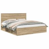 vidaXL Bedframe met hoofdeinde Sonoma 200 x 200 cm Massief grenenhout