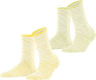 Esprit Allover Stripe 2-Pack gedessineerd katoen multipack sokken dames geel - maat 35-38