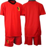 Avento Voetbalset Supporter België - WK Rode Duivels voetbalbroek & shirt Junior - Rood/Zwart - 92