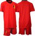 Avento Voetbalset Supporter België - WK Rode Duivels voetbalbroek & shirt Junior - Rood/Zwart - 92