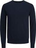JACK & JONES Emil knit crew neck slim fit heren pullover viscosemengsel met O-hals blauw