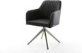 DELIFE Eetkamerstoel Greg-Flex kruisframe breed grafiet echt leer zwart 360° draaibaar rocker-functie pocketveer kern