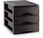 Plasticforte Ladekastje bureau organizer SORTED - 3 lades - donkerbruin - L26 x B35 x H28 cm - kunststof - organiseren