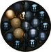 Atmosphera Mini kerstballen - 36x - bleu foncé/or - 3 cm - plastique