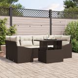 vidaXL - Tuinbank - Set - 7 - st - Bruin - poly - rattan