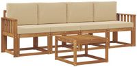 vidaXL Acacia Hout Bank Loungeset 5-delig Natuurlijk en Beige