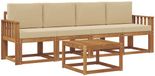 vidaXL Acacia Hout Bank Loungeset 5-delig Natuurlijk en Beige