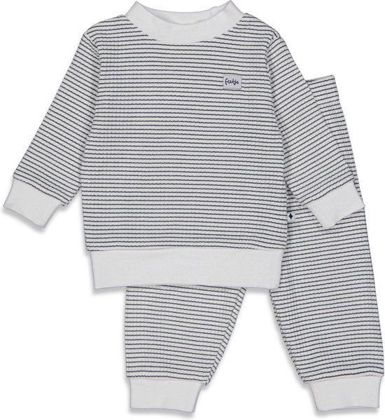 Feetje Wafel pyjama marineblauw/wit