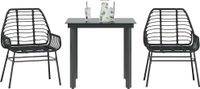 Prolenta Maison Exclusive - Ensemble à manger de jardin 3 pcs noir résine tressée verre
