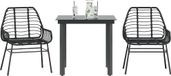 Prolenta Maison Exclusive - Ensemble à manger de jardin 3 pcs noir résine tressée verre
