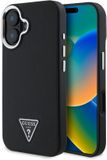 Guess Backcover iPhone 16 Magsafe grained PU triangle Zwart