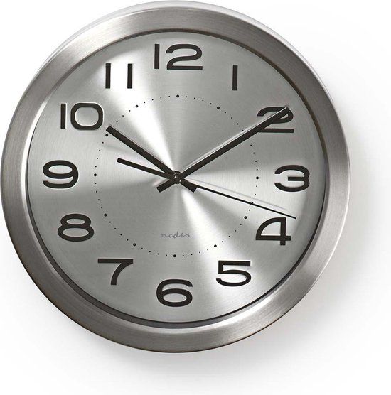 Nedis Wandklok - 30cm - RVS - Zilver