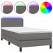 VidaXL Boxspringbed met matras en LED-verlichting, grijs, 90x190 cm, kunstleer