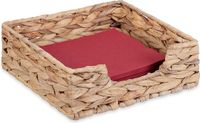 Merkloos Relaxdays servethouder waterhyacint - voor 20x20 cm servetten - gevlochten - vierkant - naturel