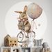 LUMALÉA Sticker Mural Rond / Cercle Enfants - Lapin En Vélo - Diamètre 70 Cm - Adhésif + Protection Brillante