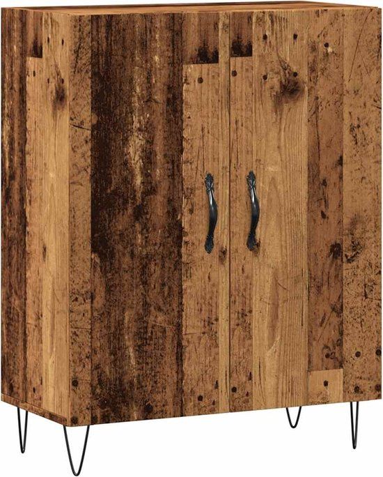 vidaXL Dressoir - 69,5x34x90 cm - Bewerkt Hout - Oud Houtkleurig