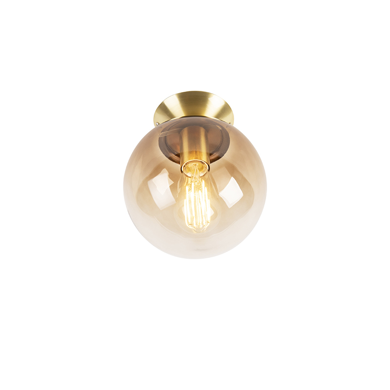 QAZQA pallon - Plafondlamp - 1 lichts - Ã˜ 200 mm - Goud/messing