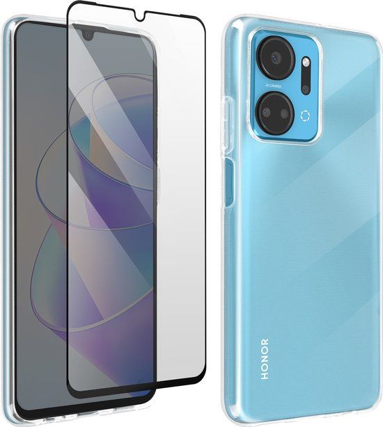 Bigben Connected, Hoesje geschikt voor Honor X7a - Set met Flexible Glass, Transparant
