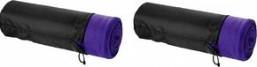 Merkloos Fleece deken of plaid - 2x - bank/bed - paars - 150 x 120 cm - reisdeken met tasje