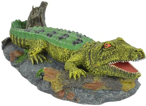 Supa Air-Powered Bubbler Crocodile Aquarium Ornament - Green