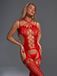 Christine le Duc - Jarretel Catsuit met Open Kruis - Jasmina - Lingerie Erotisch - Rood