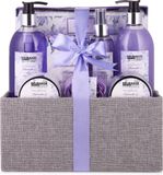 BRUBAKER Cosmetics Bad en Body Set - Lavendel Munt Geur - 12-delige Cadeauset in Decoratieve Jute Box