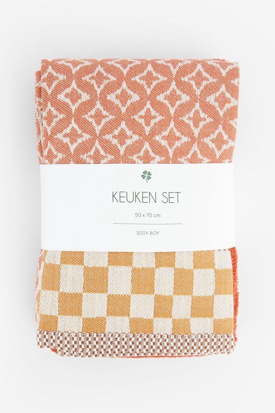 Sissy-Boy Donkeroranje handdoek en theedoek set van katoen