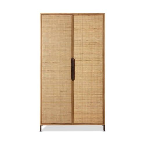 HKLIVING Opbergkast Pioneer Rattan & Hout, 180 x 100cm - Naturel
