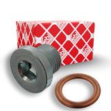 febi bilstein 45618 olieaftapplug met afdichtring, 1 stuk, zilver | Compatibel met: VOLVO C30, C70 II Cabriolet, S40 II, S80 II, V50, V70 III