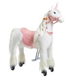 Ponnie Cheval mécanique à monter, modèle Ponnie Merlin M, avec une selle rose