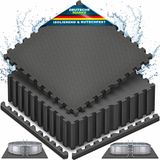 Tillvex Tapis de protection de sol pour piscine Noir, 62,5x62,5cm, 48 pièces